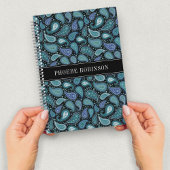 Modern Retro Blue Paisley patroon Notitieboek