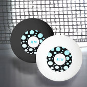 Modern Retro Blue Polka-stippen op Black Ping Pong Pingpongbal