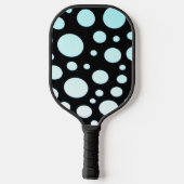 Modern Retro Blue Polka-stippen op zwart Pickleball Paddle (Achterkant)