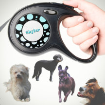 Modern Retro Blue Polka-stippen Zwart