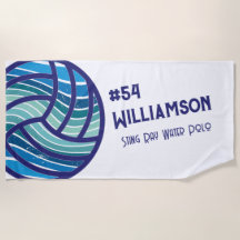 Modern Retro Blue Water Polo Swim Monogram