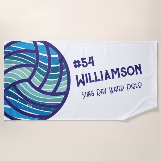Modern Retro Blue Water Polo Swim Monogram Strandlaken (Voorkant)