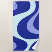 Modern Retro Blue White Wave Personalized Strandlaken (Voorkant)