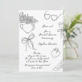 Modern Retro Boho Doodle RSVP-Vrijgezellenfeest Kaart (Staand voorkant)