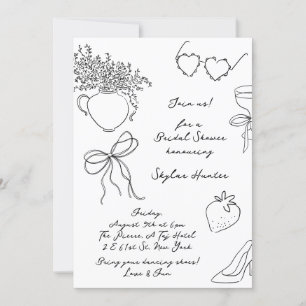Modern Retro Boho Doodle RSVP-Vrijgezellenfeest Kaart
