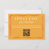 Modern Retro Bold Orange QR Code Wedding RSVP Card (Voorkant)