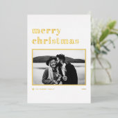 Modern Retro Bold Typografie Fotografie Kerst Folie Feestdagenkaart (Staand Voorkant)