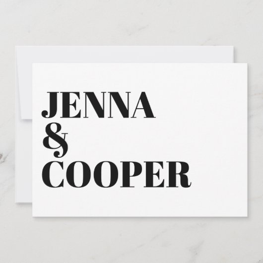 Modern Retro Bold Typography Black & White Wedding Kaart (Voorkant)