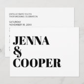Modern Retro Bold Typography Black & White Wedding Kaart (Voorkant / Achterkant)