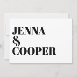 Modern Retro Bold Typography Black & White Wedding Kaart
