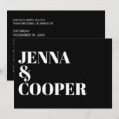Modern Retro Bold Typography Black & White Wedding Kaart (Voorkant / Achterkant)