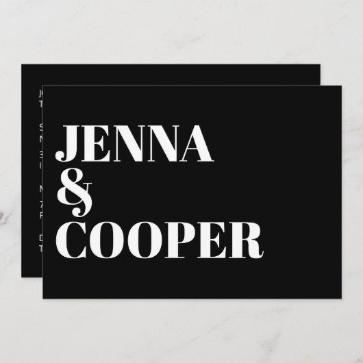 Modern Retro Bold Typography Black & White Wedding Kaart (Voorkant / Achterkant)