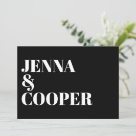 Modern Retro Bold Typography Black & White Wedding Kaart