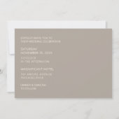 Modern Retro Bold Typography Taupe & Linen Wedding Kaart (Achterkant)
