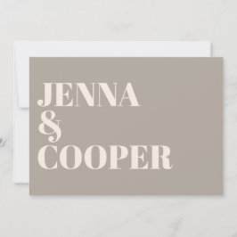 Modern Retro Bold Typography Taupe & Linen Wedding Kaart