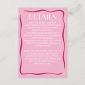 Modern Retro Bold Vibrant Pink Wedding Details Informatiekaartje (Voorkant)