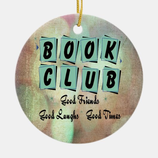 Modern Retro Book Club Group Bibliophile Keramisch Ornament (Voorkant)