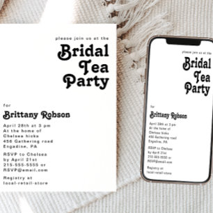 Modern Retro Bridal Tea Party Kaart