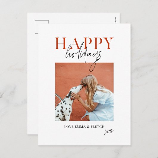 Modern Retro Bright kleurrijk rood Oranje hond mam Feestdagenkaart (Voorkant / Achterkant)