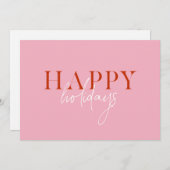 Modern Retro Bright kleurrijk roze script foto Feestdagenkaart (Voorkant / Achterkant)