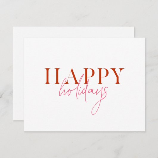 Modern Retro Bright kleurrijke rode roze Script Do Feestdagenkaart (Voorkant / Achterkant)