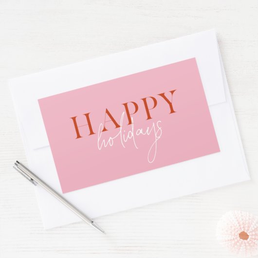Modern Retro Bright kleurrijke roze Script Holiday Rechthoekige Sticker (Envelop)