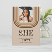 Modern Retro Brown en neutraal Afstuderen Kaart (Staand voorkant)