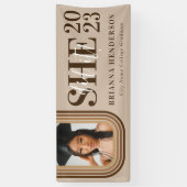 Modern Retro Brown en neutraal Afstuderen Spandoek (Verticaal)