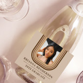 Modern Retro Brown en neutraal Afstuderen Sparkling Wijnetiket