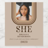 Modern Retro Brown en neutraal Afstuderen Wijn Etiket (Enkel label)