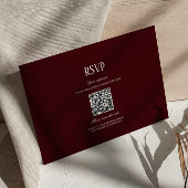 Modern Retro Burgundy Wedding QR Code RSVP Informatiekaartje