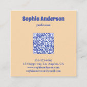 Modern Retro Checkerboard Qr Code Vierkante Visitekaartje (Achterkant)