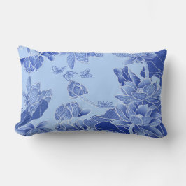 Modern Retro Chinoiserie Blue Lotus Mandala Kussen