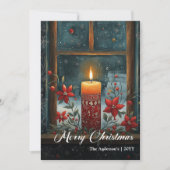 Modern Retro Christmas Candle Holiday Card Feestdagenkaart (Voorkant)