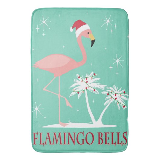 MODERN  RETRO CHRISTMAS FLAMINGO BADMAT (Voorkant Verticaal)