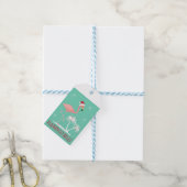 MODERN  RETRO CHRISTMAS FLAMINGO CADEAULABEL (Met Touw)
