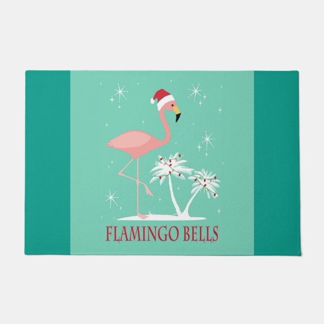 MODERN  RETRO CHRISTMAS FLAMINGO DEURMAT (Voorkant)