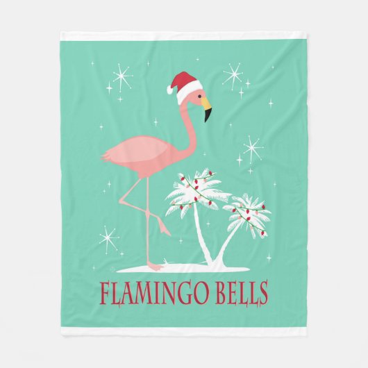 MODERN  RETRO CHRISTMAS FLAMINGO FLEECE DEKEN (Voorkant)