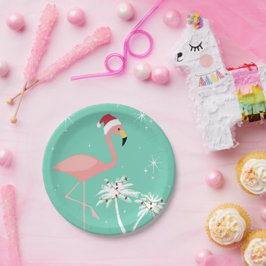 MODERN RETRO CHRISTMAS FLAMINGO PAPIEREN BORDJE (Feest)