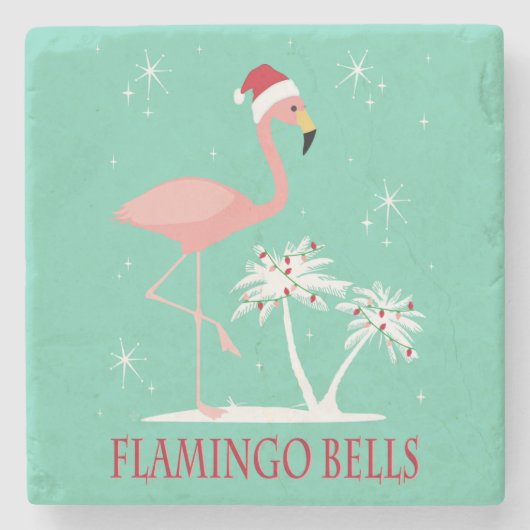 MODERN  RETRO CHRISTMAS FLAMINGO STENEN ONDERZETTER (Voorkant)