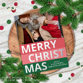 Modern Retro Classy Bold Stripe Blocks Silver Folie Feestdagen Briefkaart