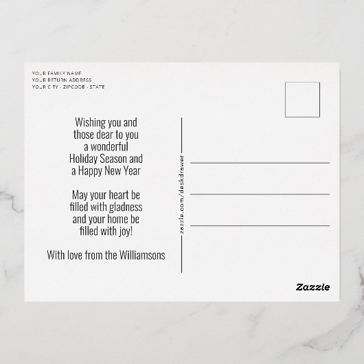 Modern Retro Classy Bold Stripe Blocks Silver Folie Feestdagen Briefkaart (Achterkant)
