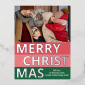 Modern Retro Classy Bold Stripe Blocks Silver Folie Feestdagen Briefkaart (Voorkant)