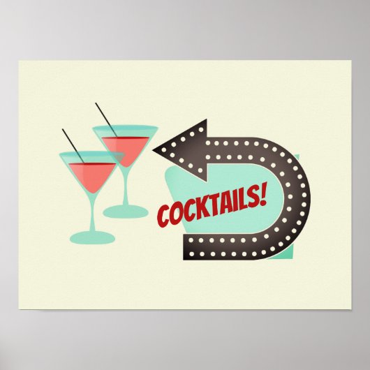 Modern Retro Cocktails Home Bar Poster (Voorkant)
