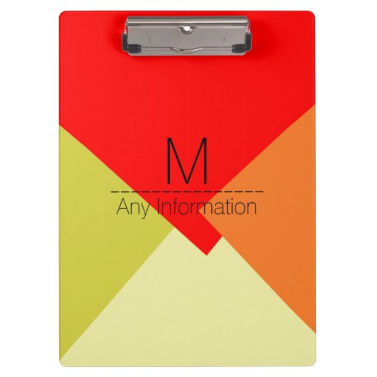 Modern Retro Color Geometric Pattern Monogram #3 Klembord (Voorkant)