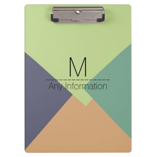 Modern Retro Color Geometric Pattern Monogram #4 Klembord (Voorkant)