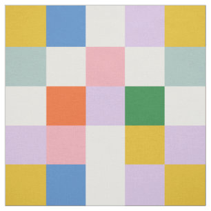 Modern Retro Colorful Checkered Pattern Stof