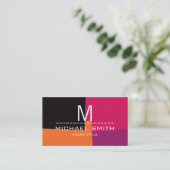 Modern Retro Colors Monogram #9 Visitekaartje (Staand voorkant)