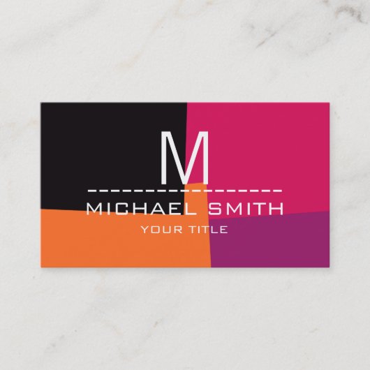 Modern Retro Colors Monogram #9 Visitekaartje (Voorkant)