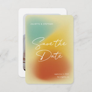 Modern Retro Colors Script Gradient Foto Save The Date
